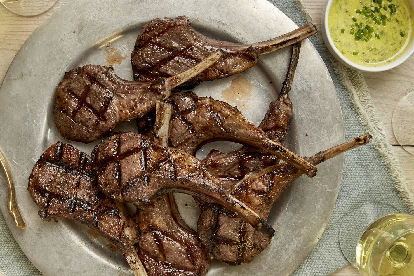 Freedom Run Farm Lamb Lollipop Chops with Green Goddess Dipping